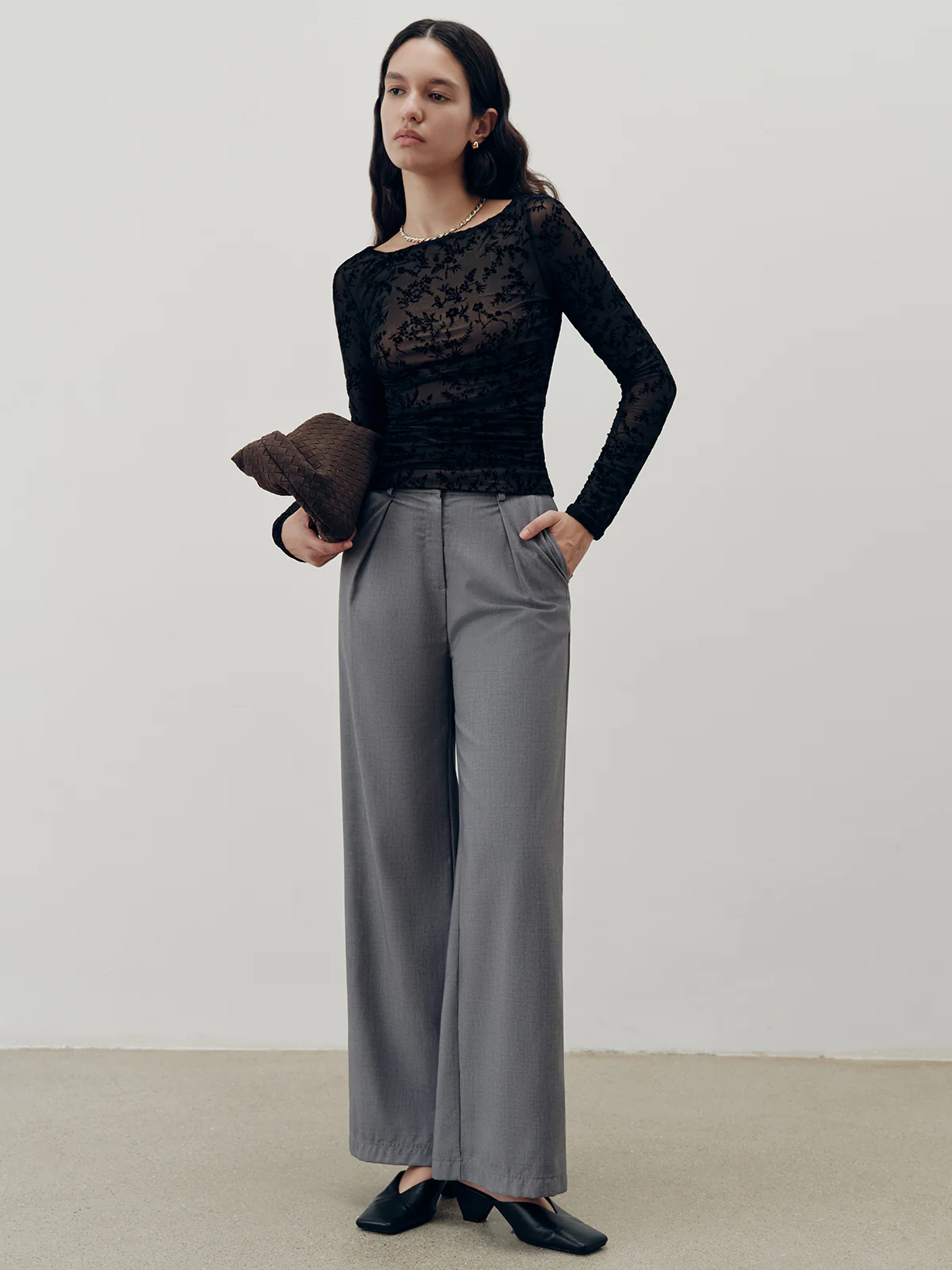 Floral Lace Long Sleeve T-Shirt - Wholesalesil