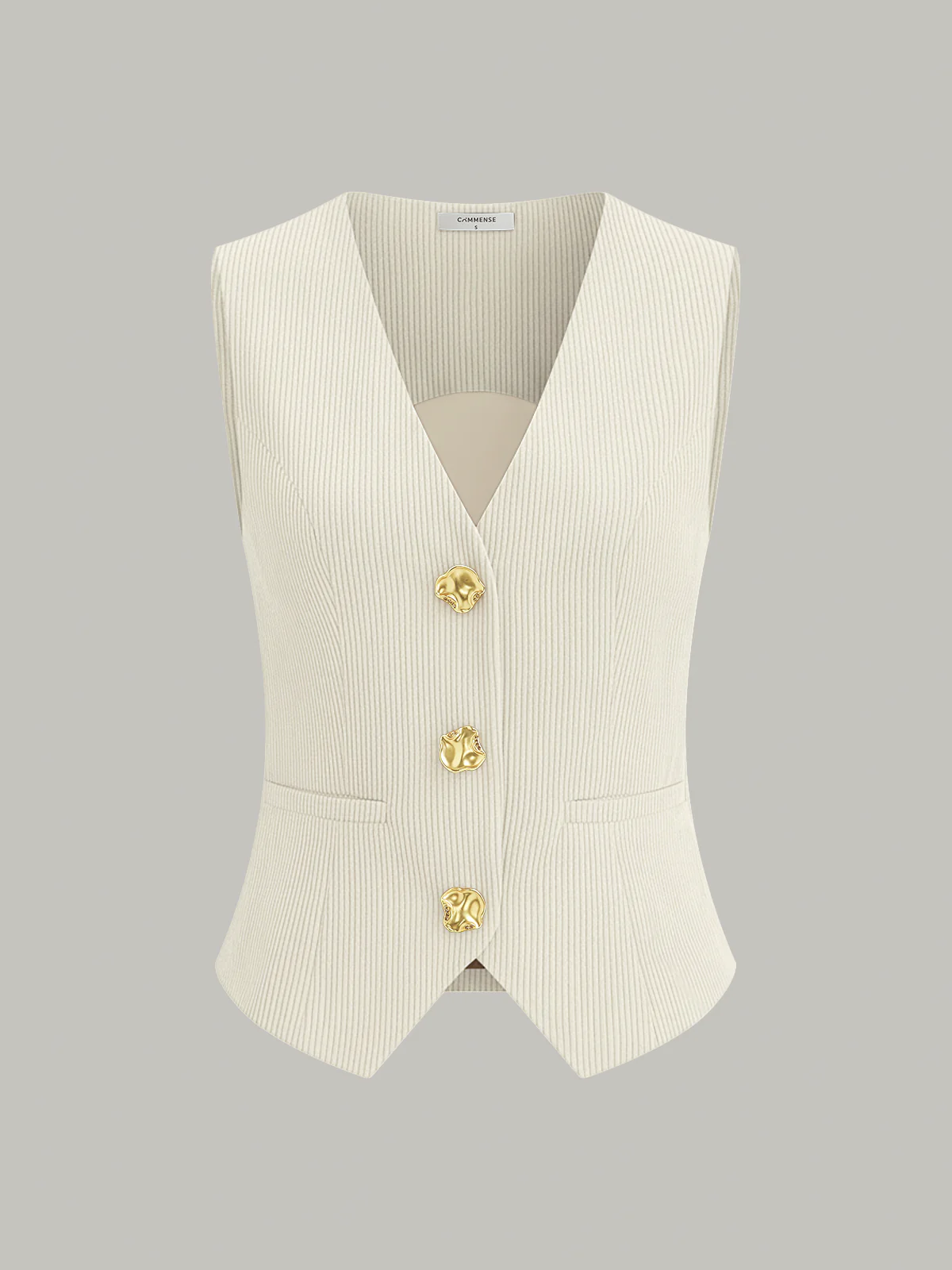 Corduroy V-neck Buttoned Vest - Wholesalesil