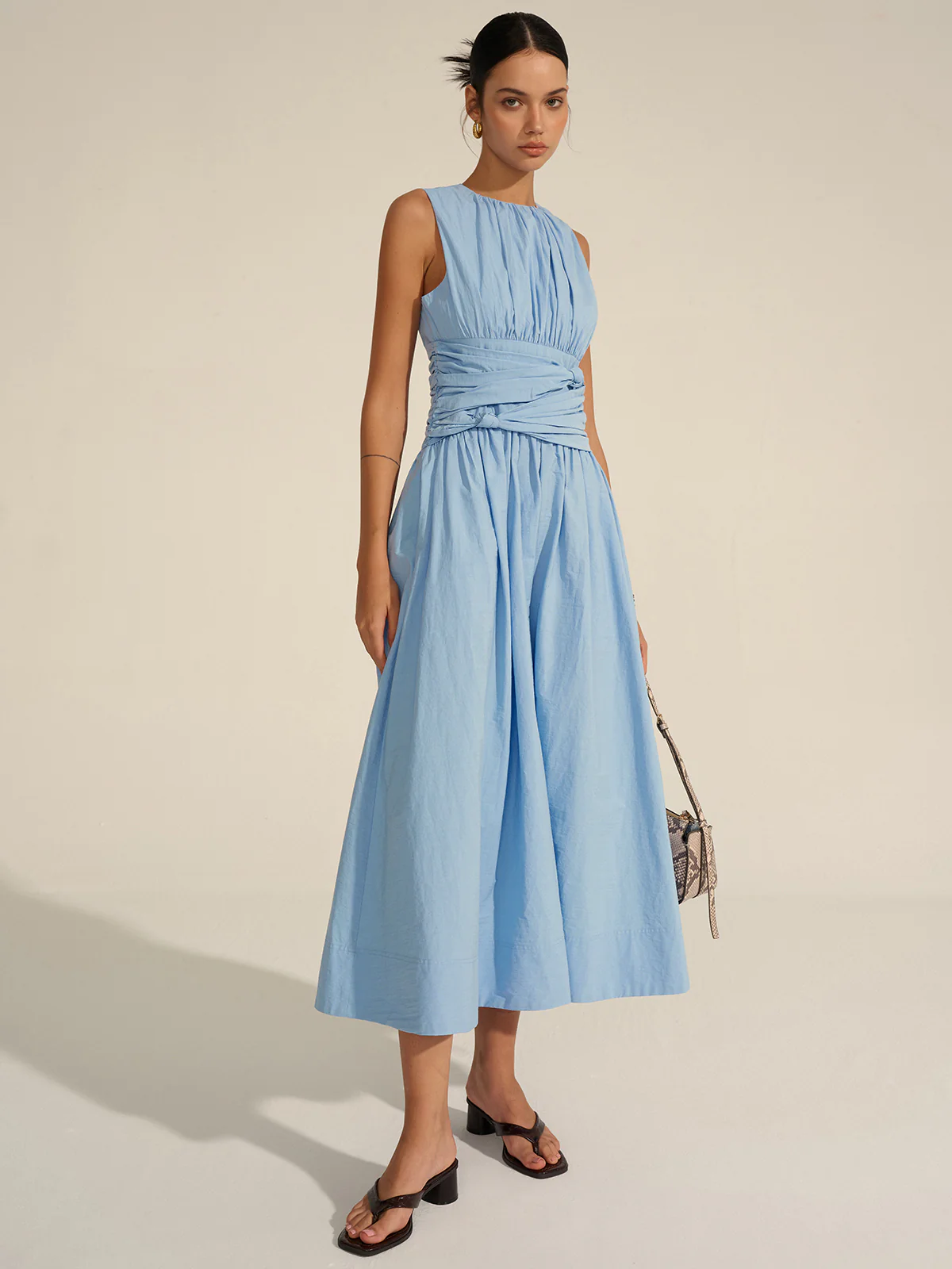 Ruched Waist Maxi Dress - Wholesalesil