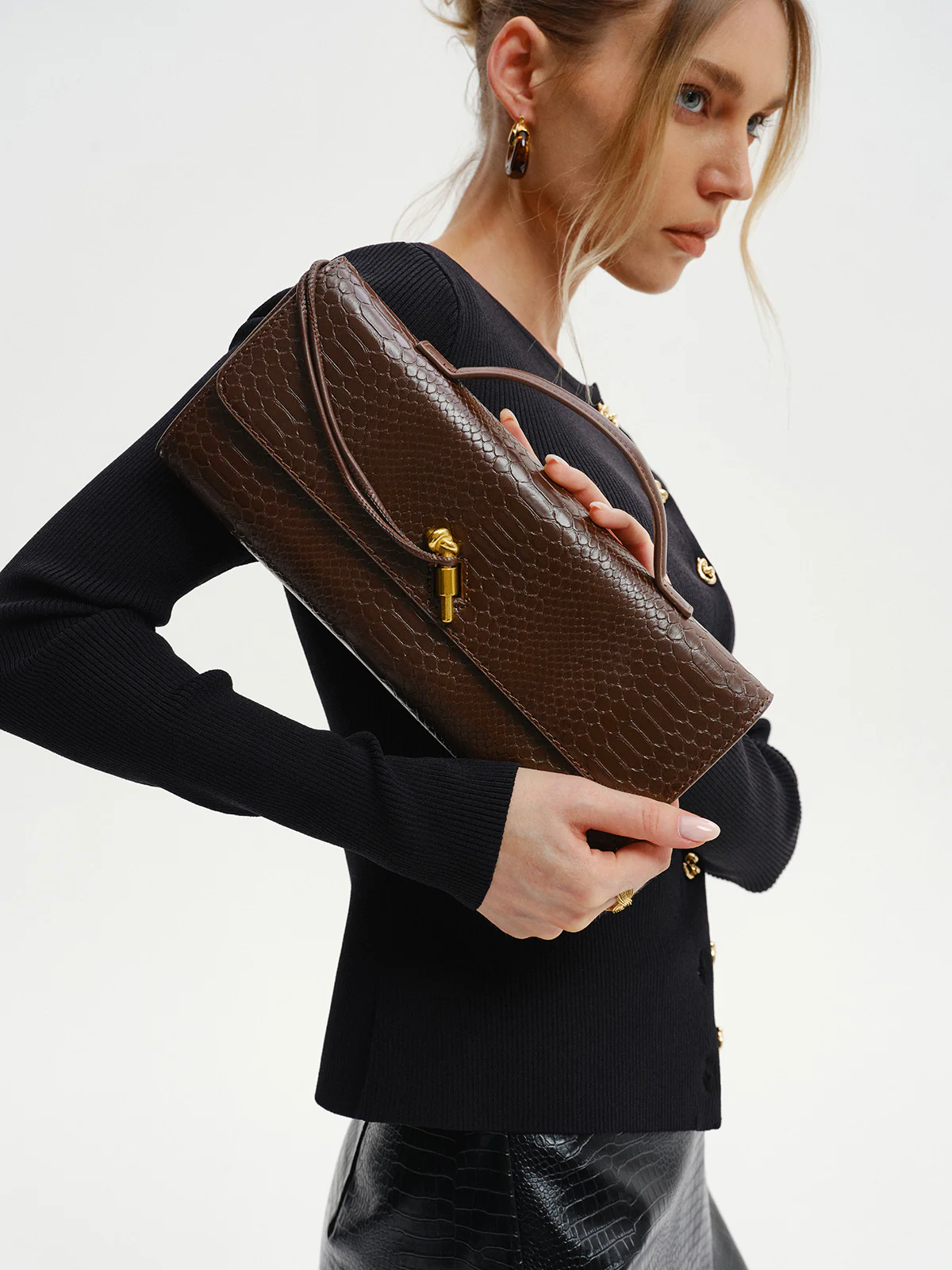 Crocodile Embossed PU Leather Bag - Wholesalesil