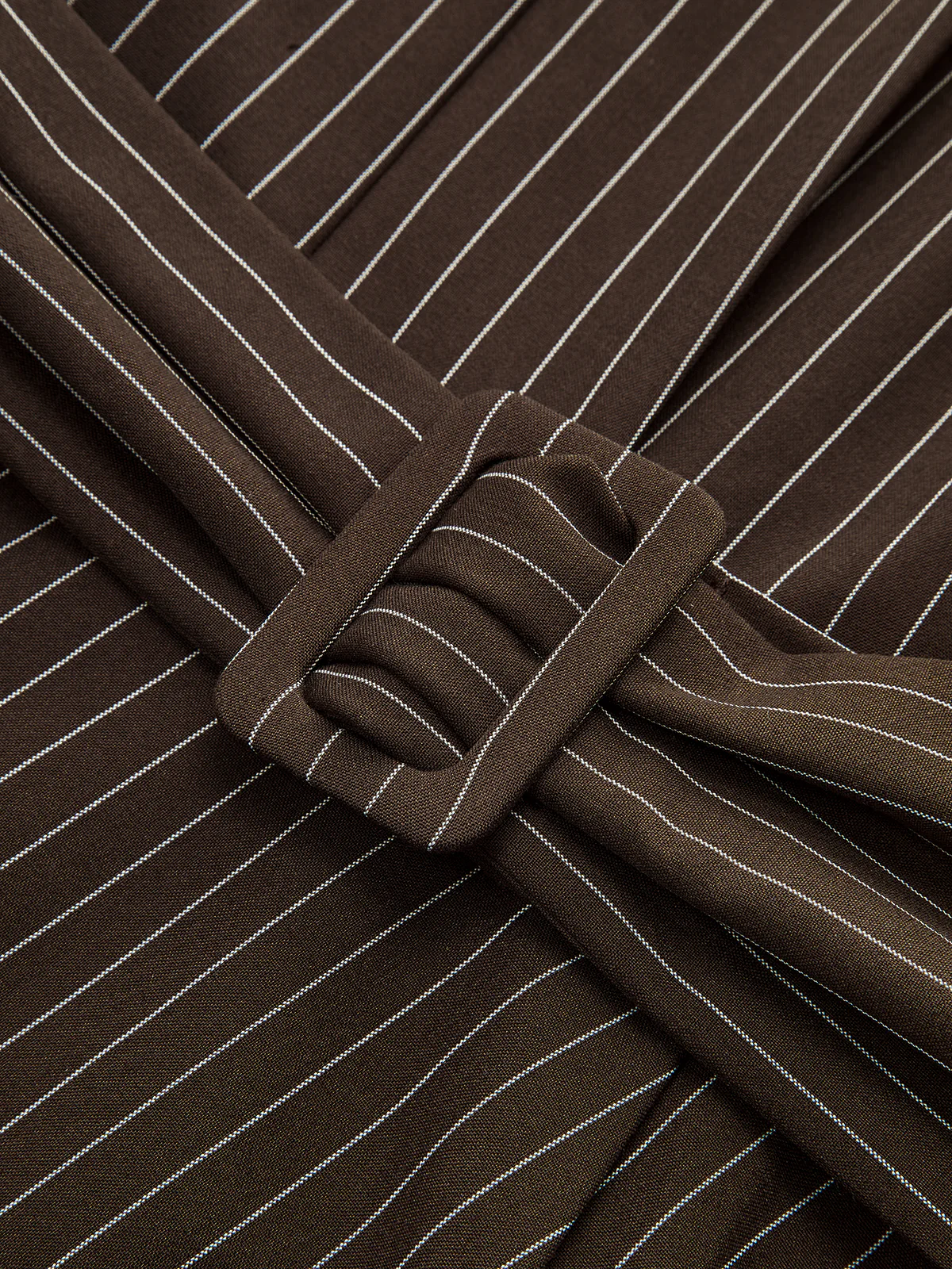 Belted Pinstripe Asymmetric Blouse - Wholesalesil