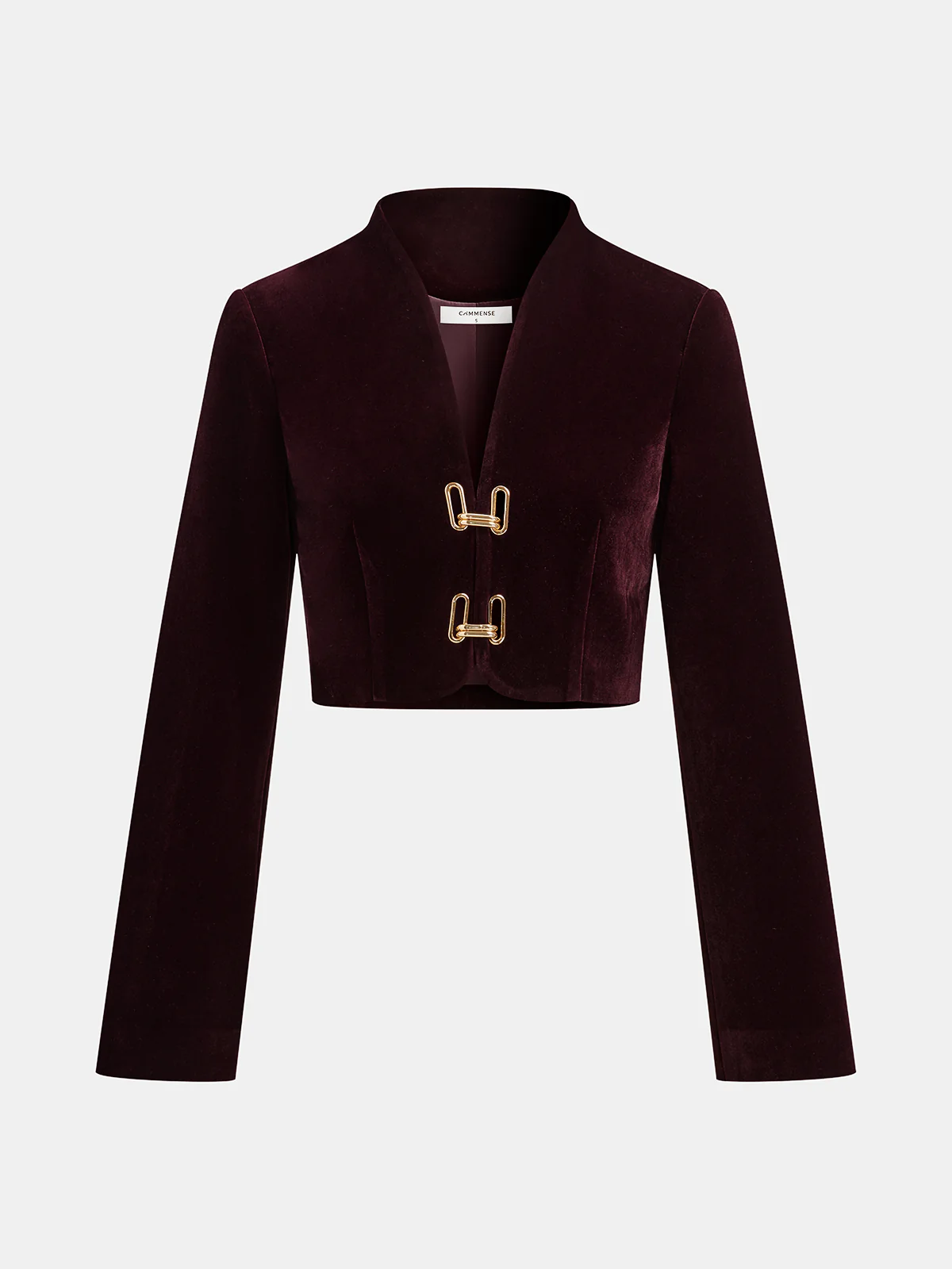 Metal Buckle Corduroy Stand Collar Jacket - Wholesalesil