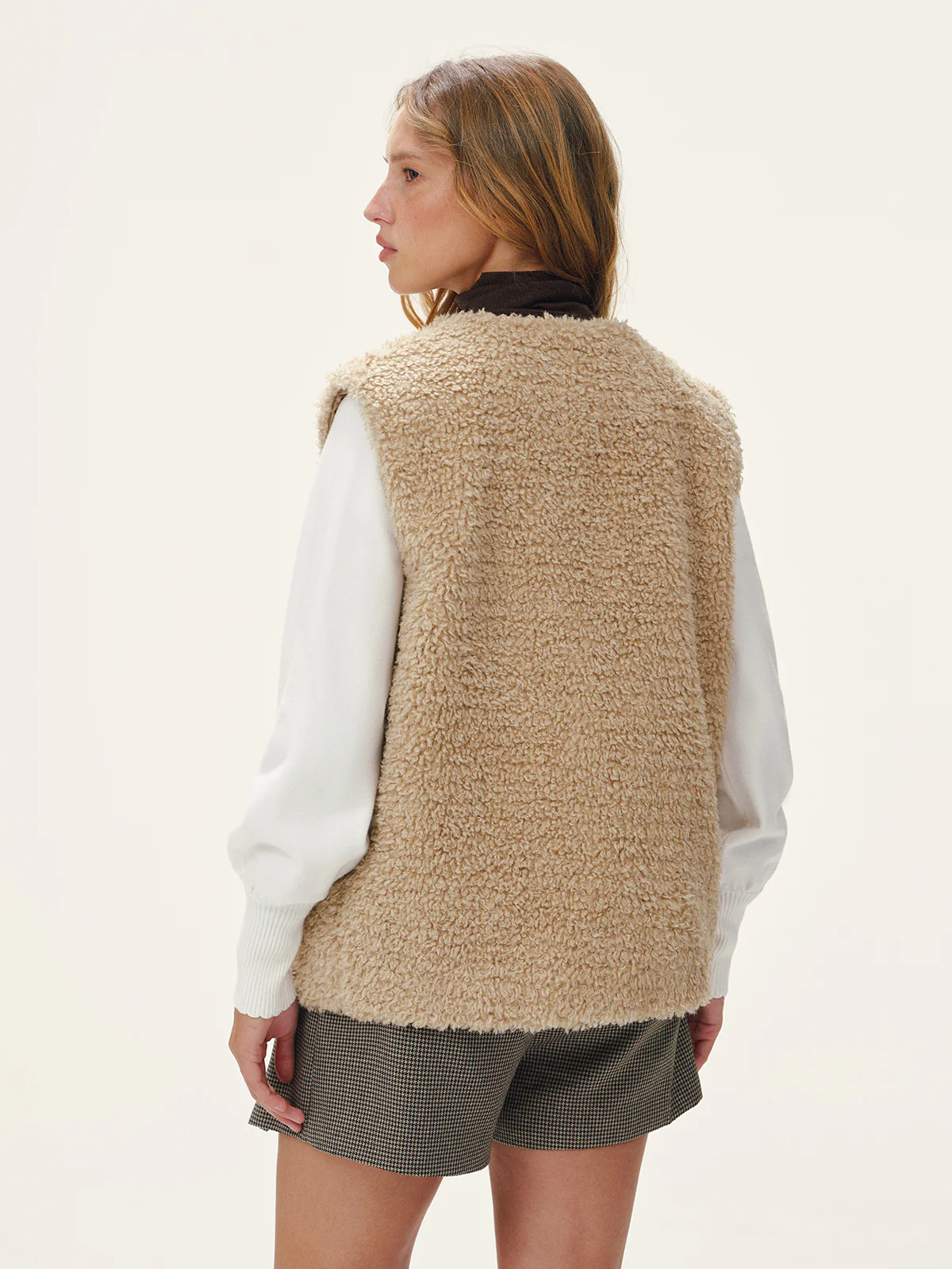 Faux Leather Buckle Fleece Sleeveless Vest - Wholesalesil