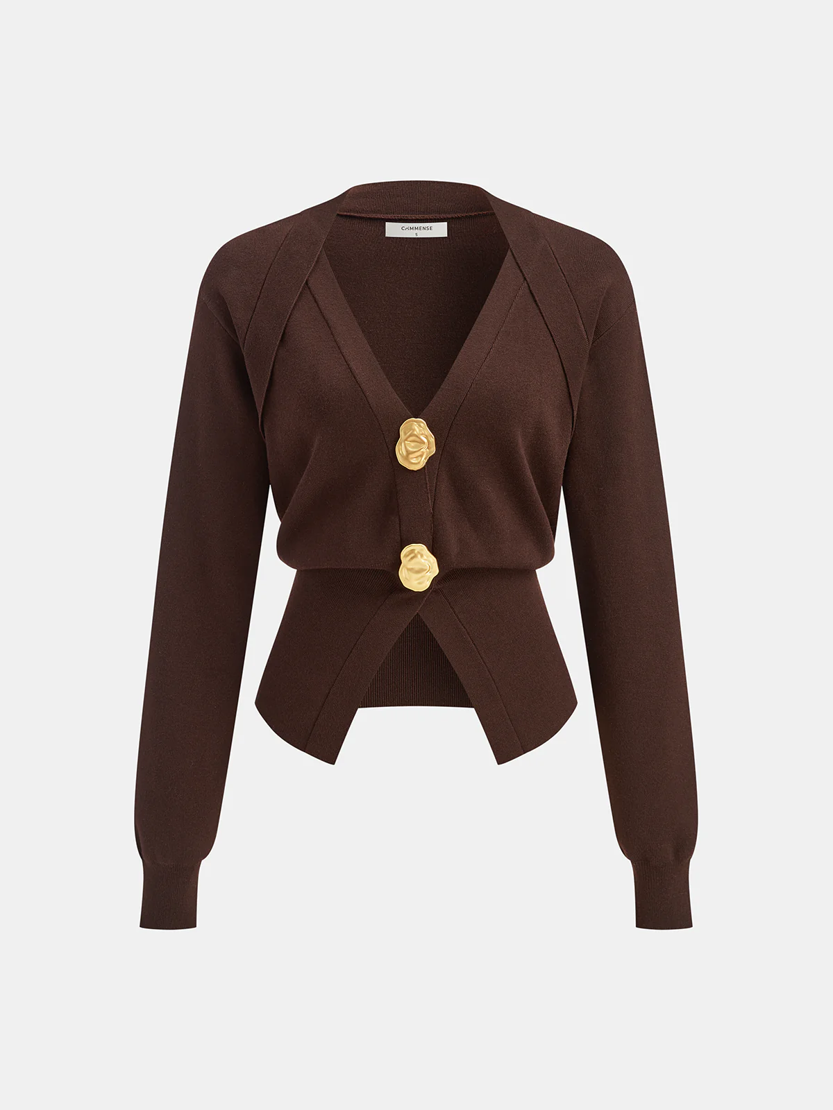 Metal Button V-Neck Knit Cardigan - Wholesalesil