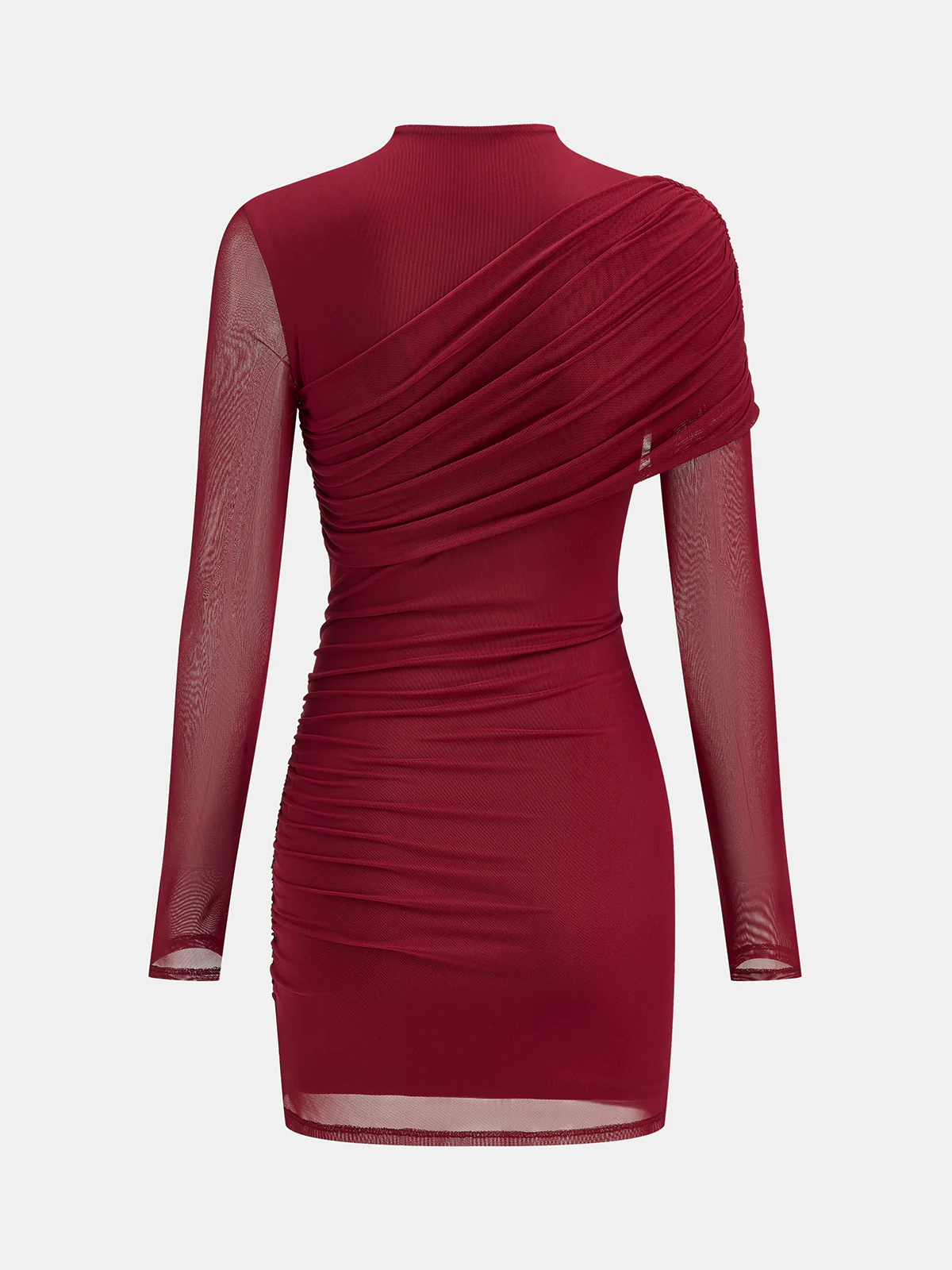 Semi-Sheer Mesh Ruched Mini Dress - Wholesalesil