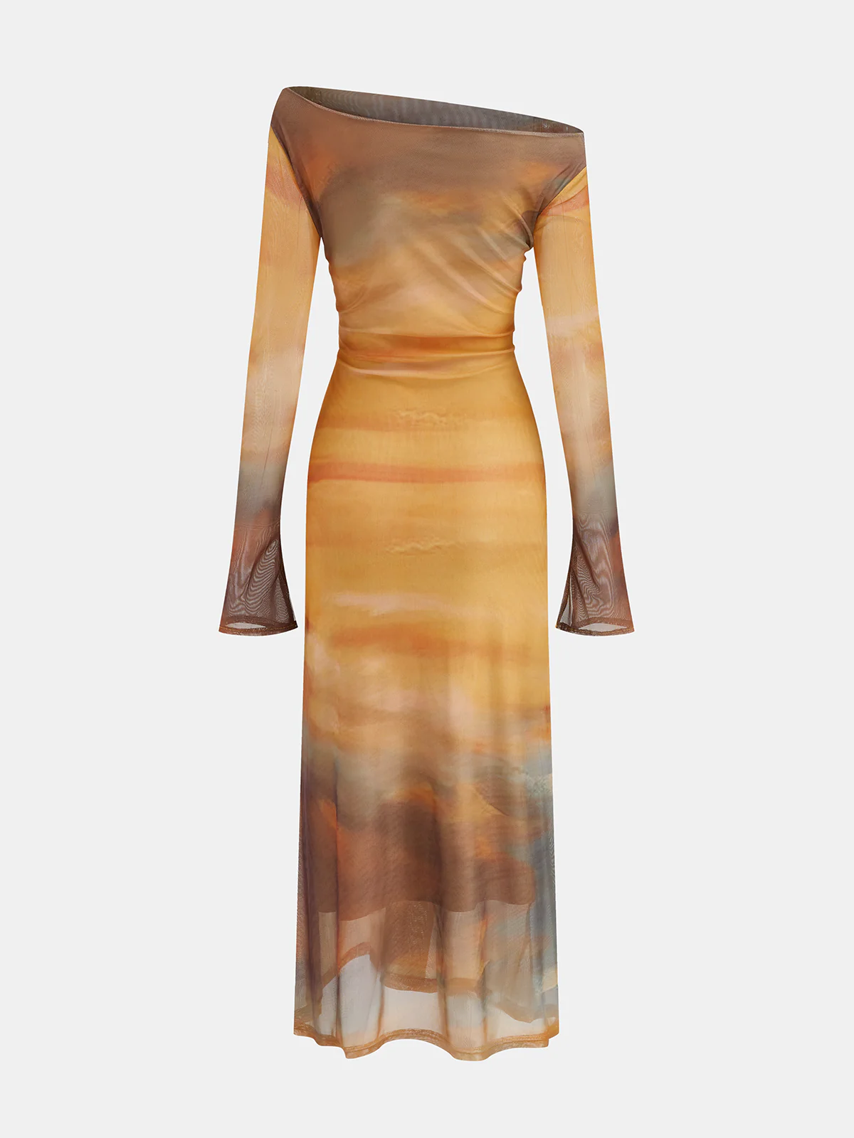 Tie-Dye Sunset-Print Mesh Midi Dress - Wholesalesil