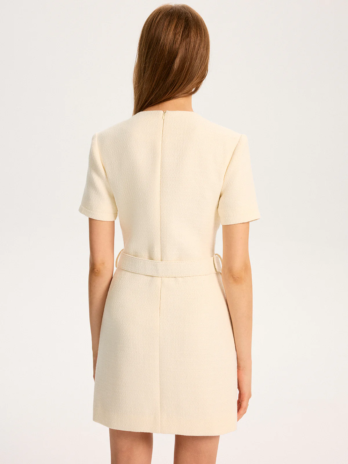 Metal Detail Belted Mini Dress - Wholesalesil