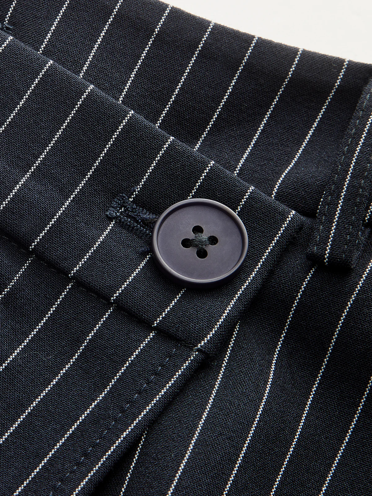 Wide-Leg Pinstriped Asymmetric Placket Pants - Wholesalesil