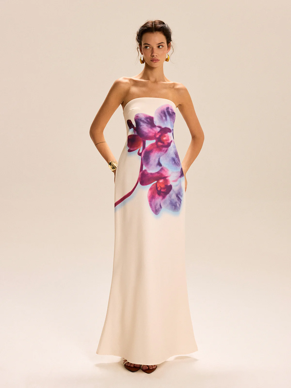 Strapless Floral Print Maxi Dress - Wholesalesil