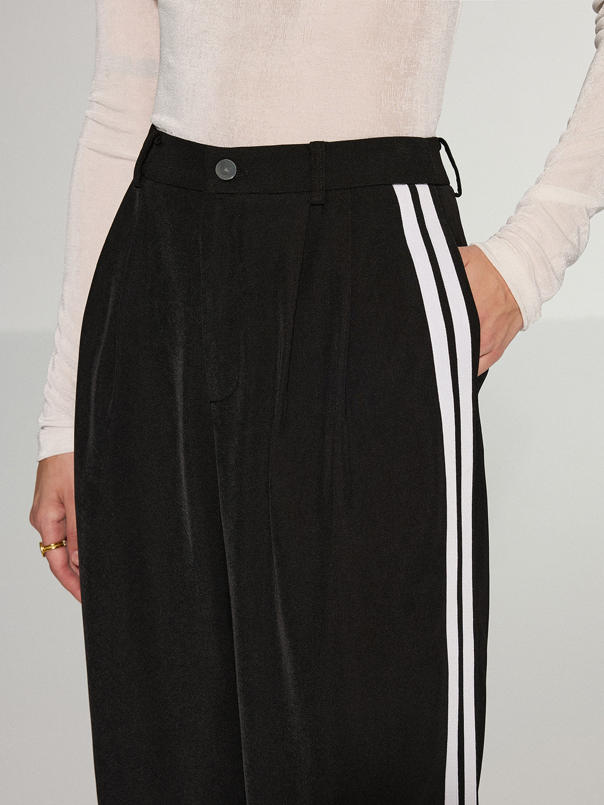Casual Side Stripe Wide-Leg Pants - Wholesalesil