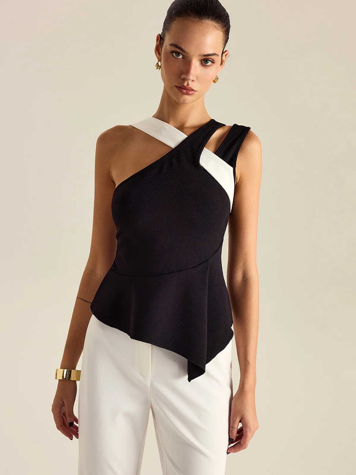 Asymmetric Peplum Top - Wholesalesil