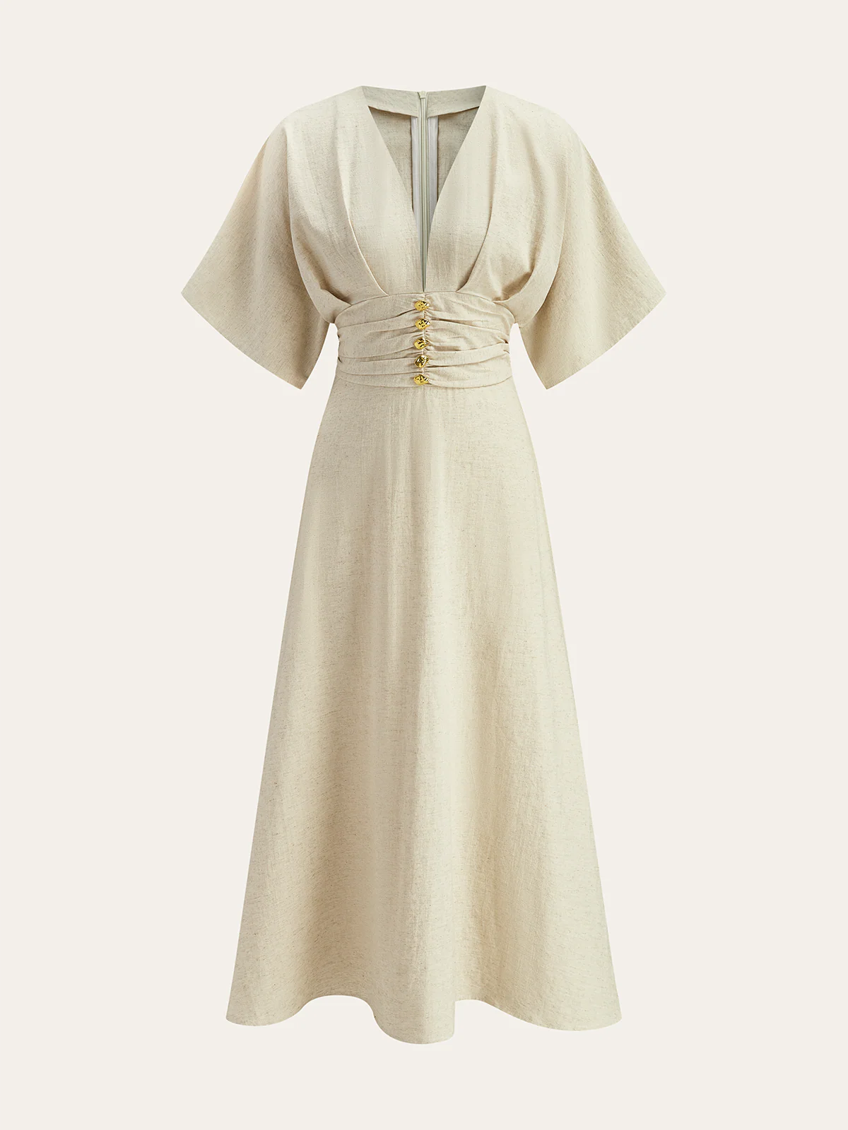 Metal Decor Ruched Midi Dress - Wholesalesil