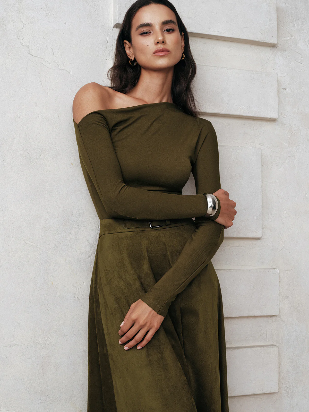 One-Shoulder Long Sleeve Blouse - Wholesalesil