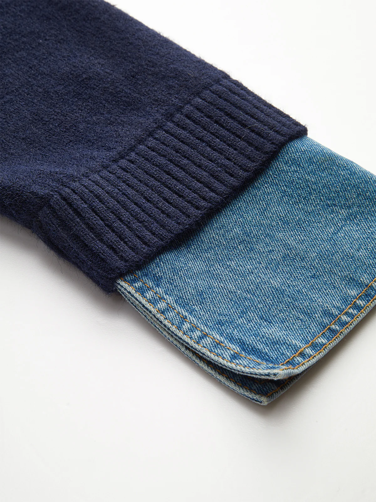 Denim Collar Buttoned Sweater - Wholesalesil