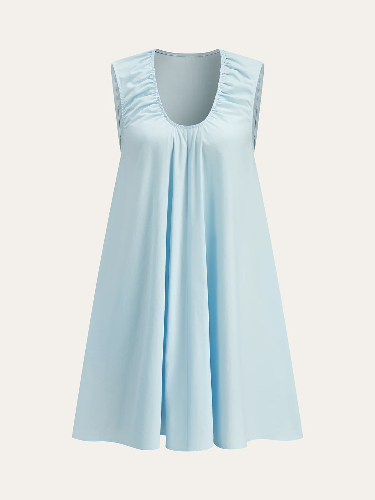 Cotton Ruched Neckline Mini Dress - Wholesalesil