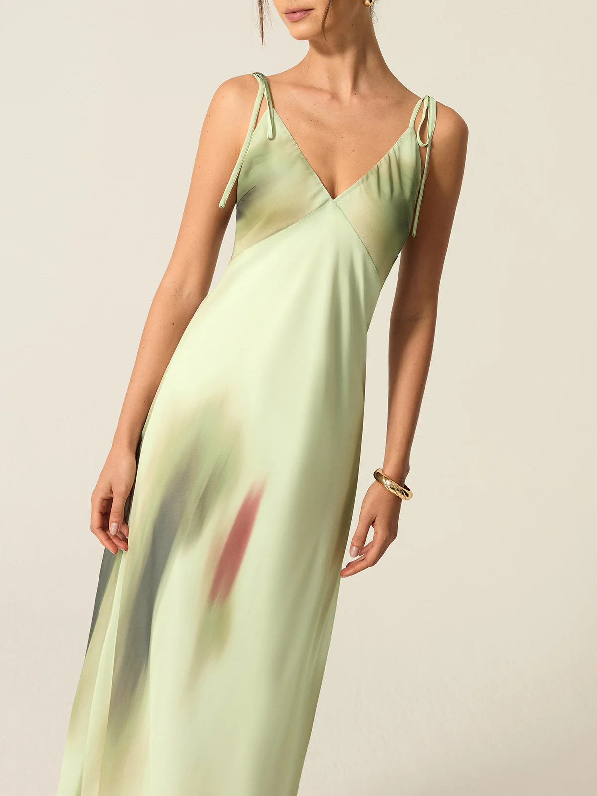 V-Neck Printed Maxi Dress - Wholesalesil