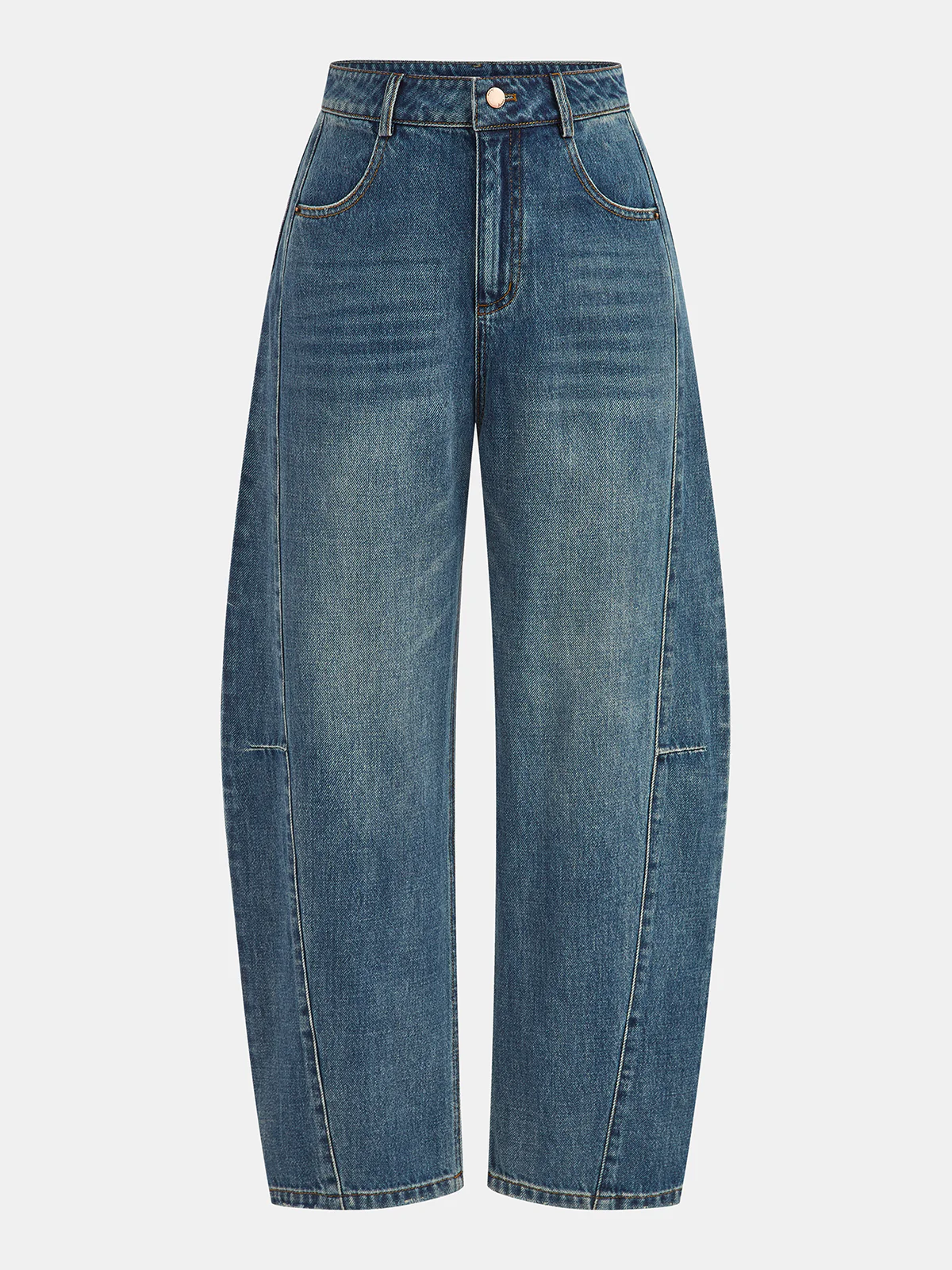 Mid-Waist Denim Curved-Leg Jeans - Wholesalesil