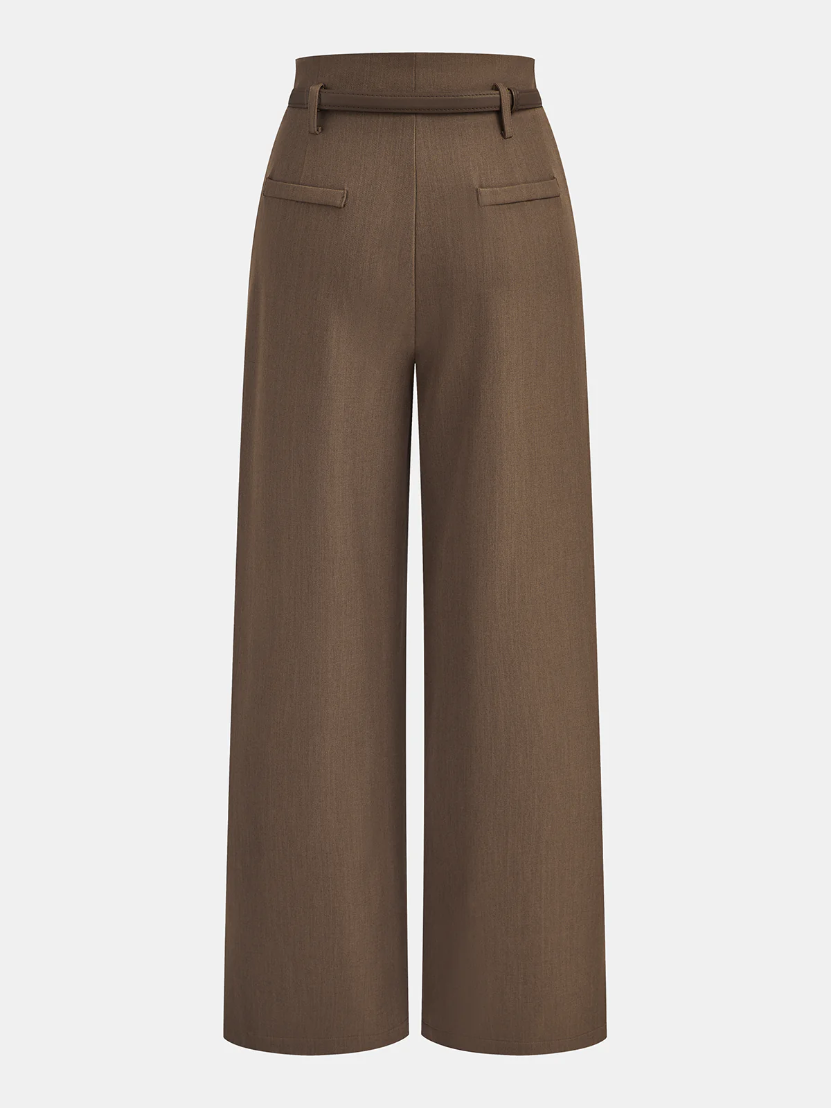 Belted Casual Mid-Waisted Pleated Pants - Wholesalesil