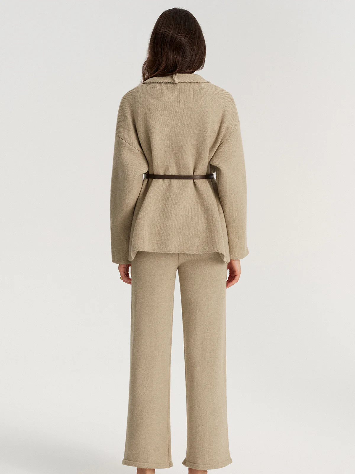 Belted Knit Blazer and Pants Set - Wholesalesil