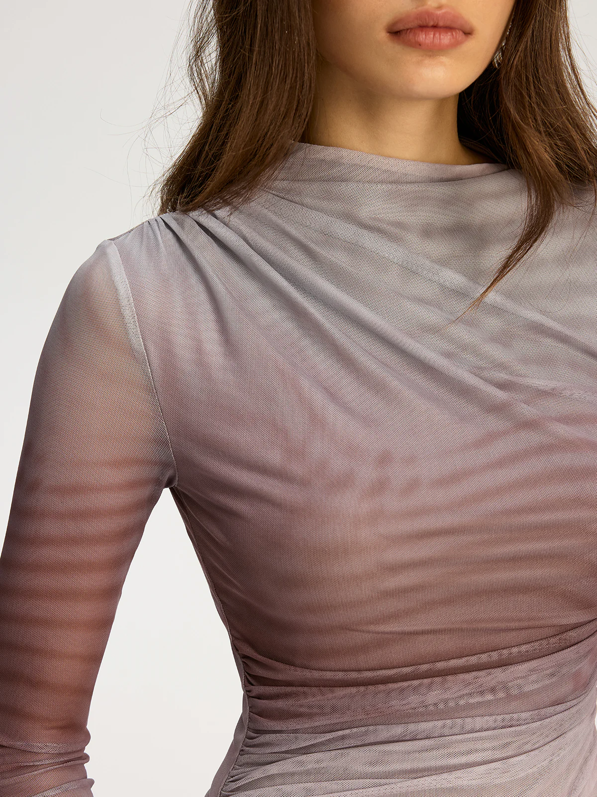 Gradient Mesh Long Sleeve Top - Wholesalesil