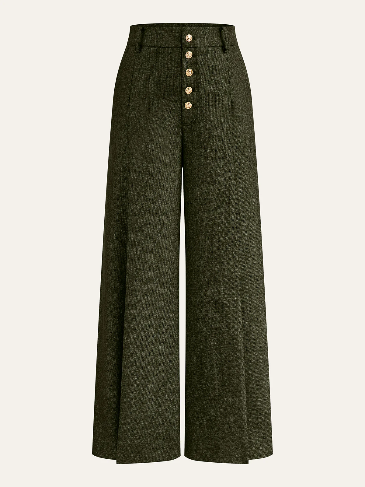 High-Waisted Button-Front Wide-Leg Pants - Wholesalesil
