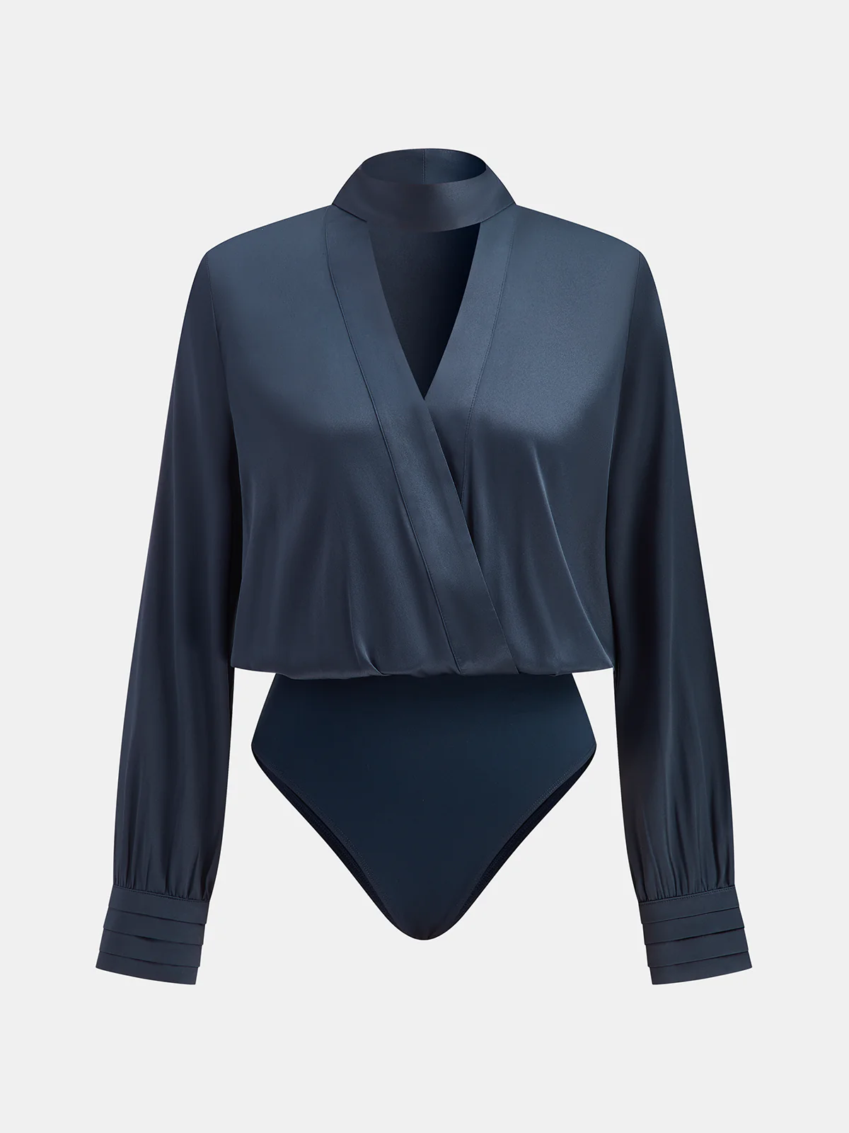 Satin V-neck Bodysuit - Wholesalesil