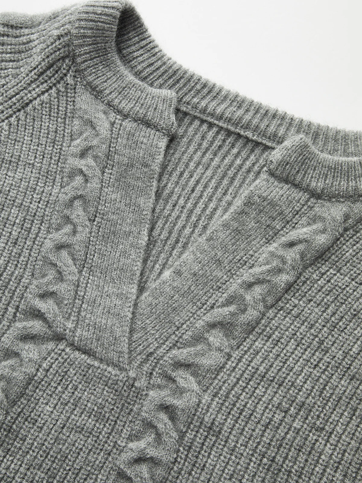 Cable Knit V-neck Puff Sleeve Sweater - Wholesalesil