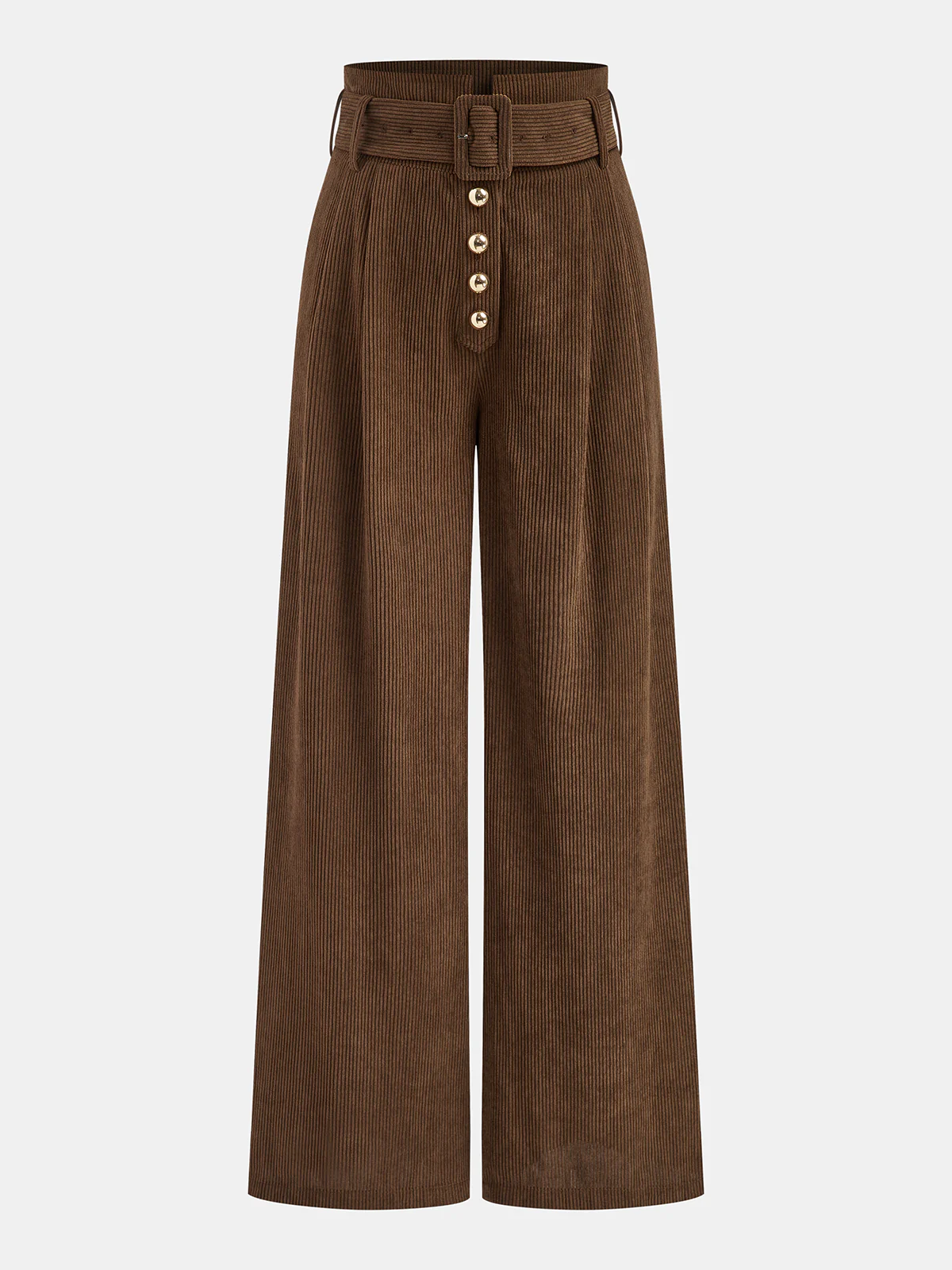 Belted Corduroy Wide-Leg Pants - Wholesalesil