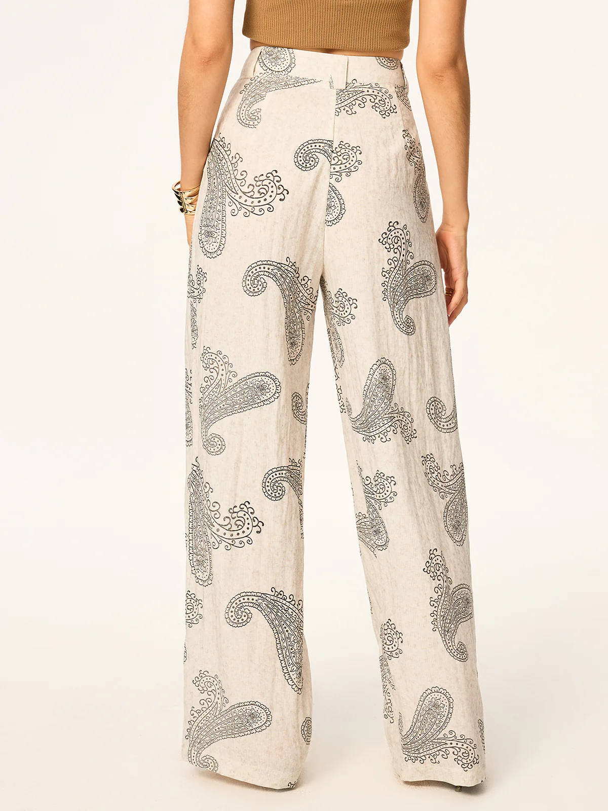Boho Print Wide-Leg Pants without Belt - Wholesalesil