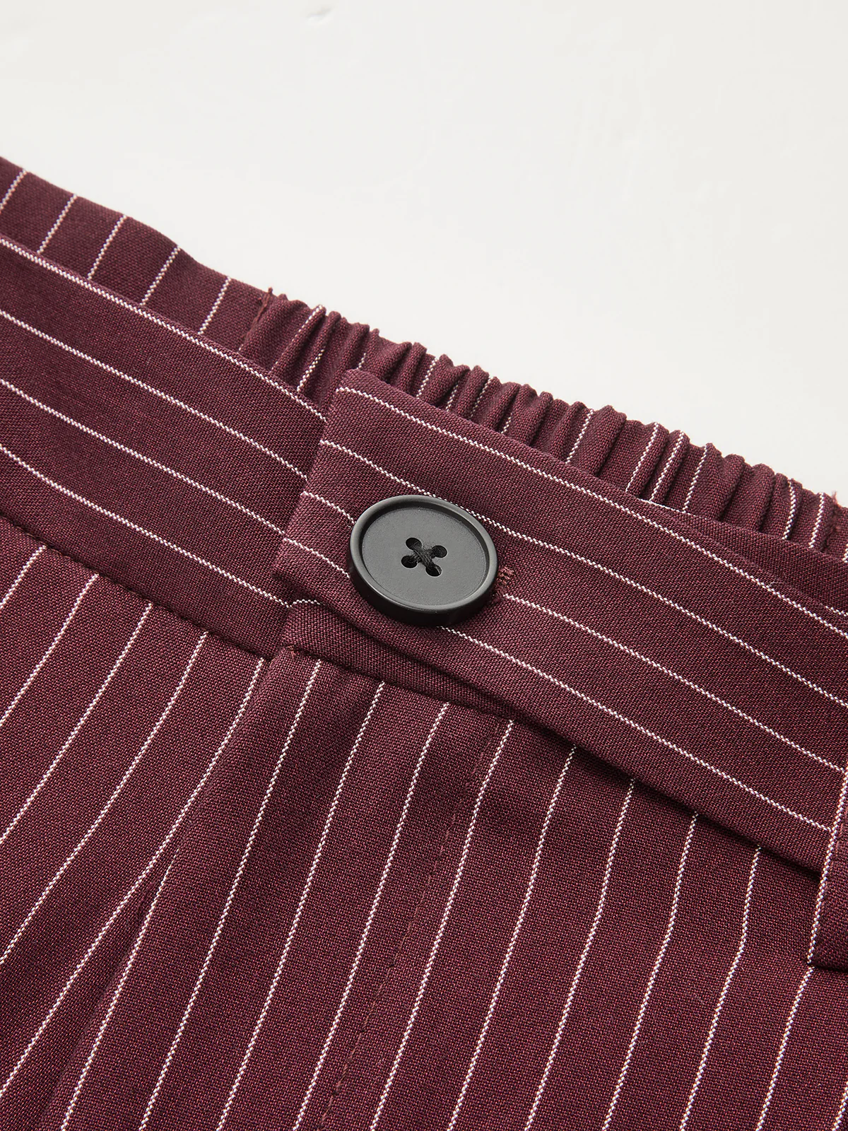 Asymmetric Waistband Pinstripe Wide-Leg Pants - Wholesalesil