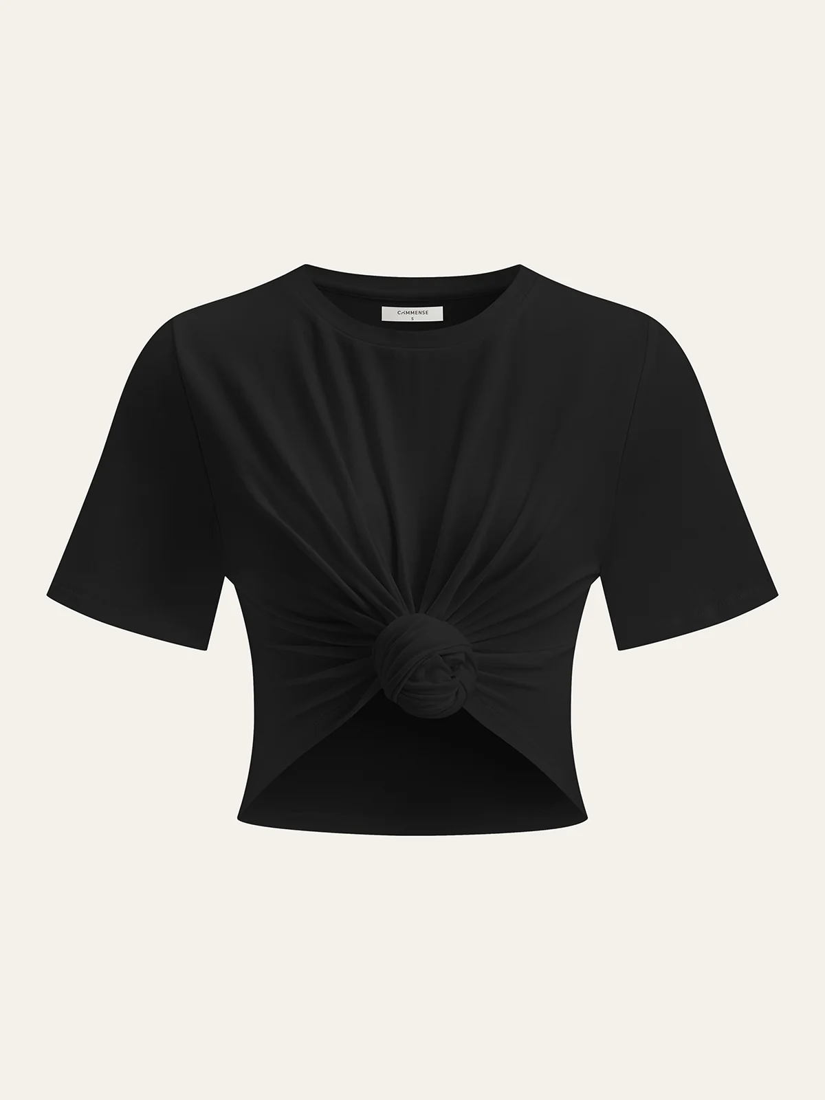 Cropped Knot-Front T-Shirt - Wholesalesil
