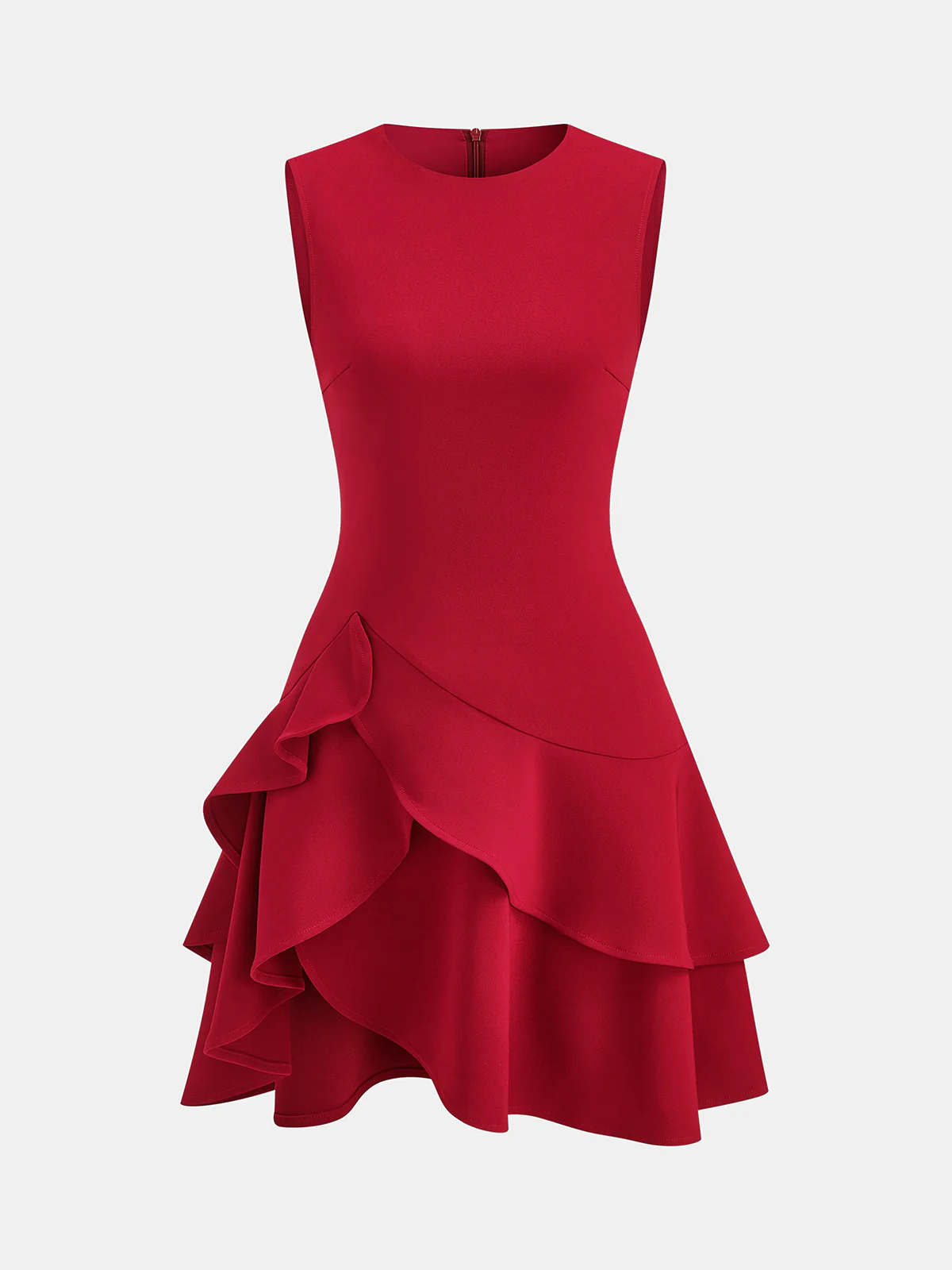 Asymmetric Ruffle Hem Sleeveless Mini Dress - Wholesalesil