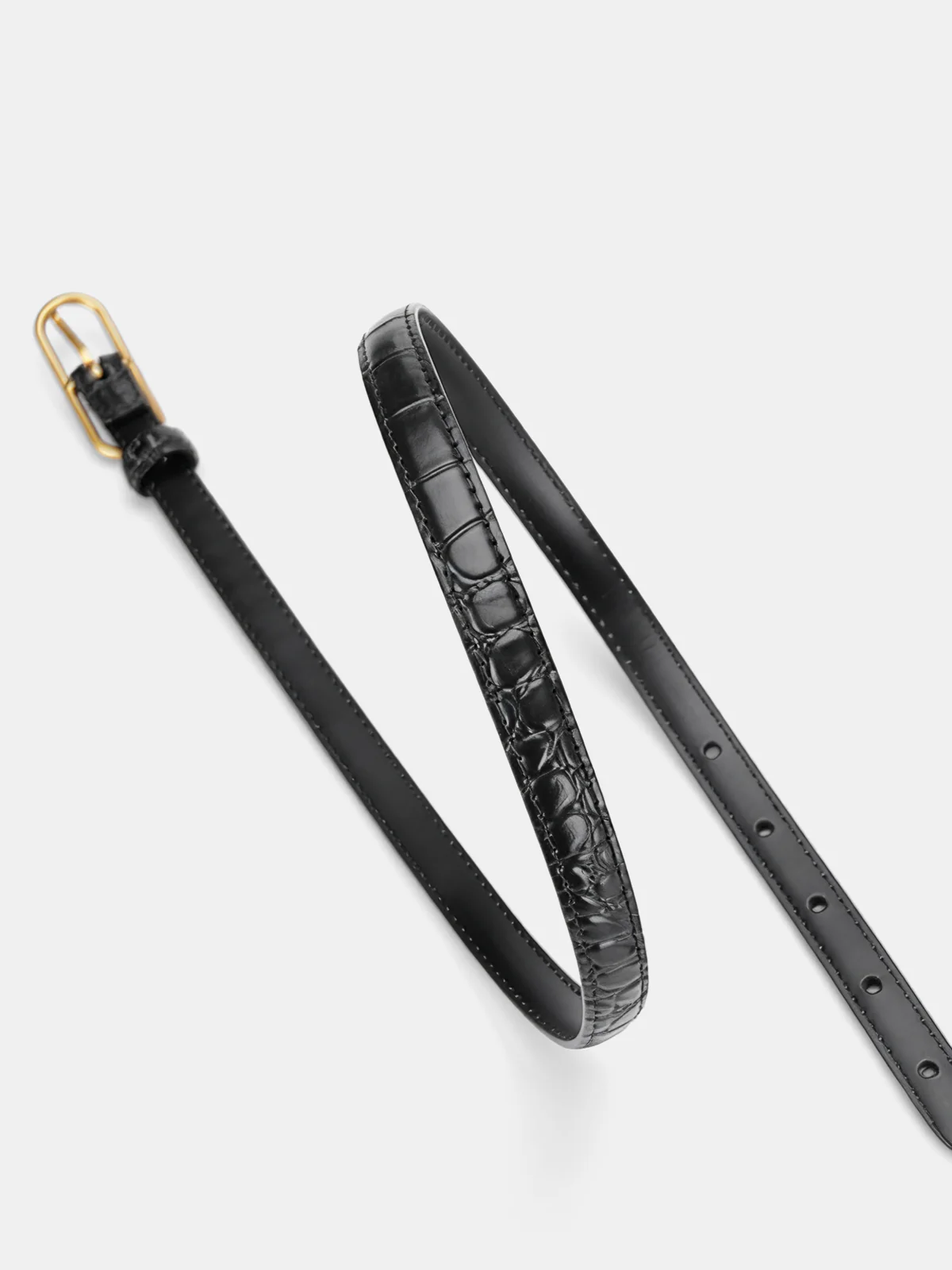 Croc-Embossed Leather Belt - Wholesalesil