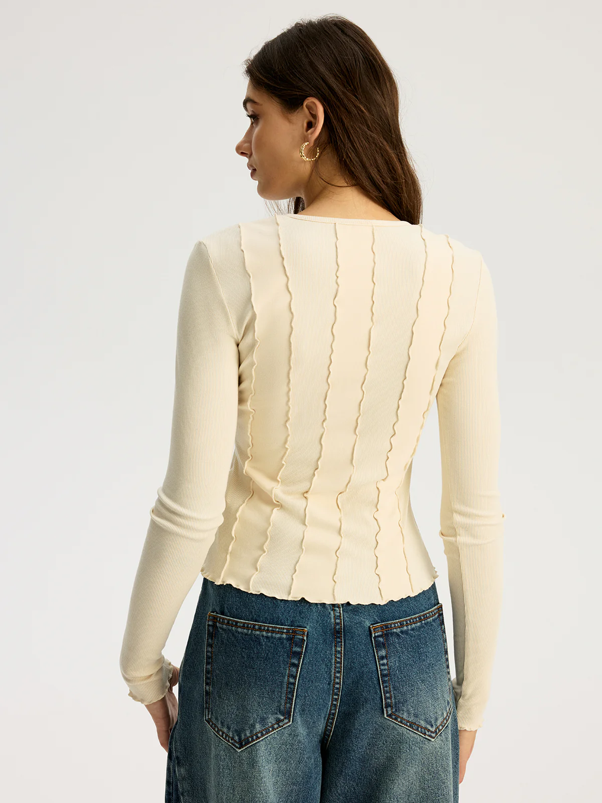 Seam Detail Ribbed Jersey Top - Wholesalesil