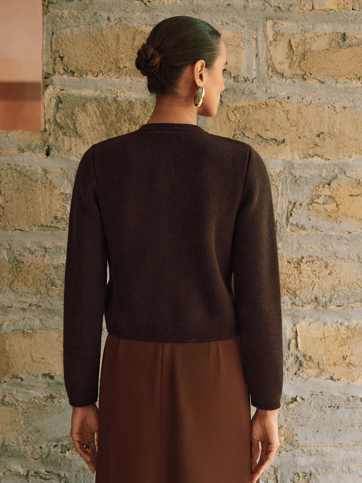 Metal Button Wool-Blend Knit Cardigan - Wholesalesil