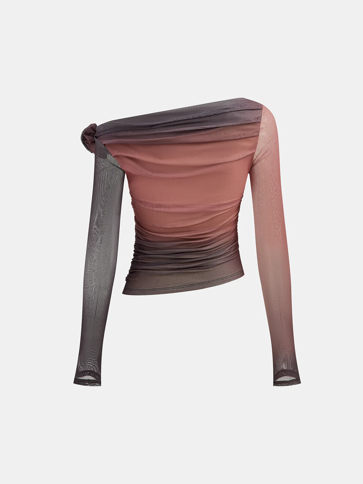 3D Rose Detail Ombre Mesh Off-Shoulder T-Shirt - Wholesalesil