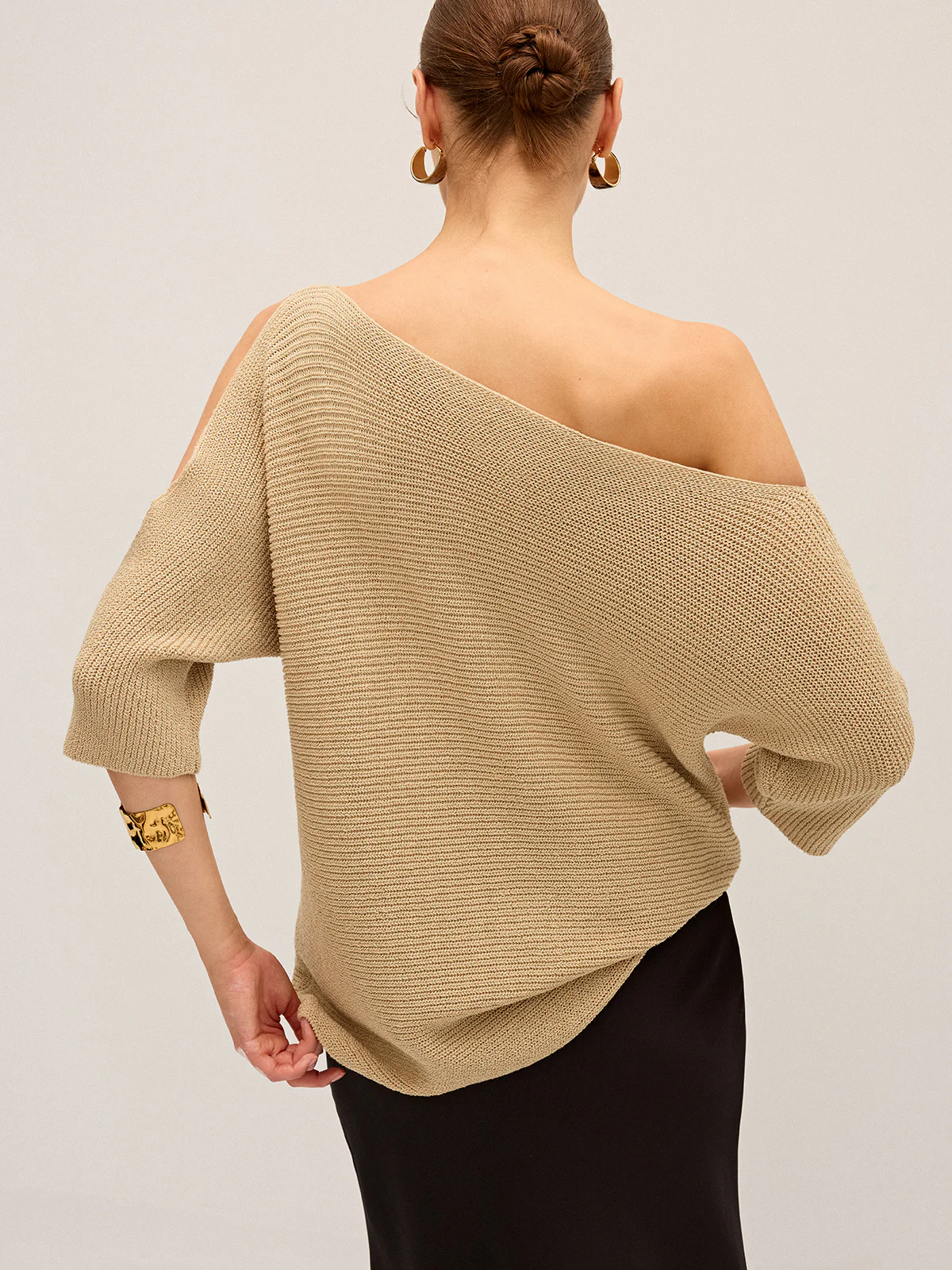 Asymmetric One-Shoulder Knitted Top - Wholesalesil