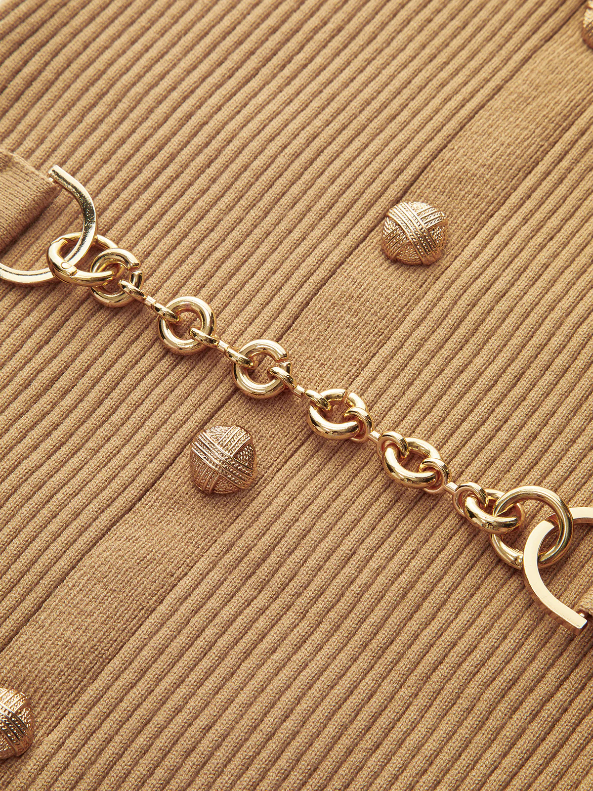 Knit Dress with Buttons and Matching Belt - Wholesalesil