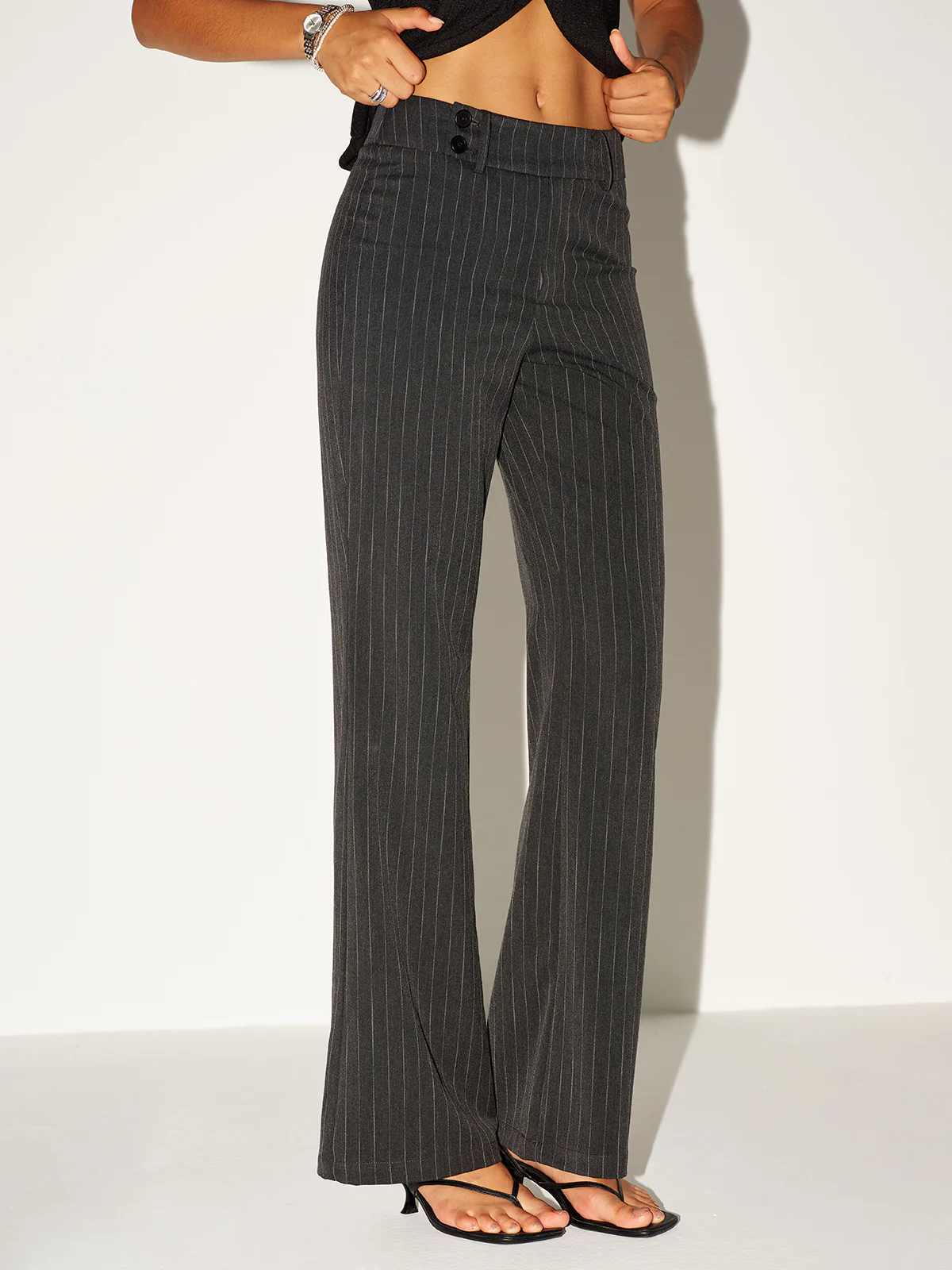 Pinstripe Low-Waist Pants - Wholesalesil