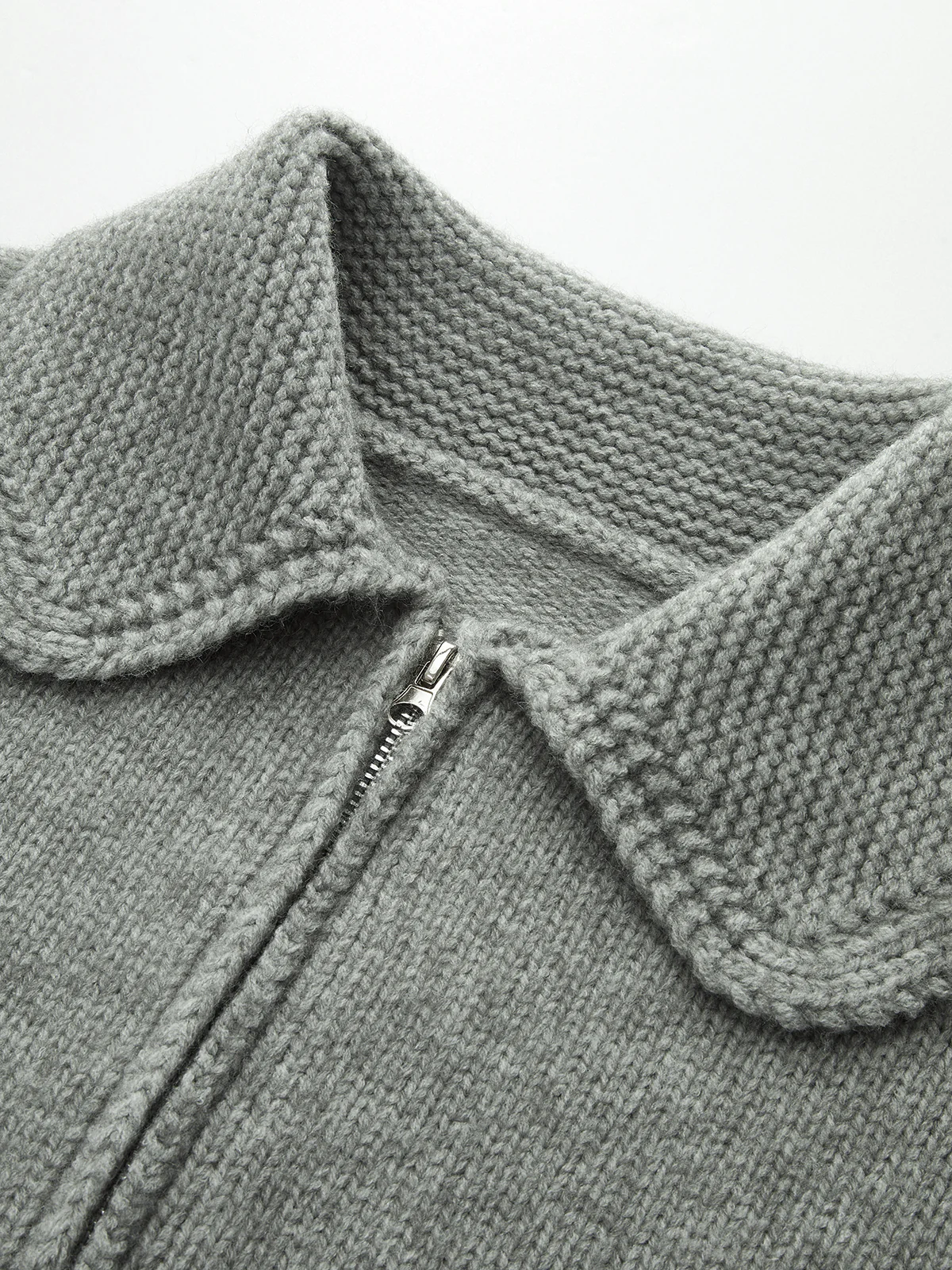 Lapel Zip-Up Knit Cardigan - Wholesalesil