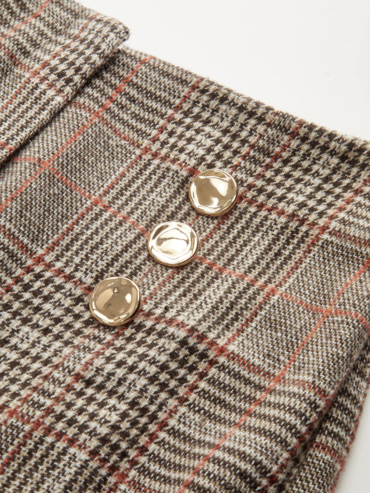 Metal Detail Slit Plaid Wide-Leg Pants - Wholesalesil