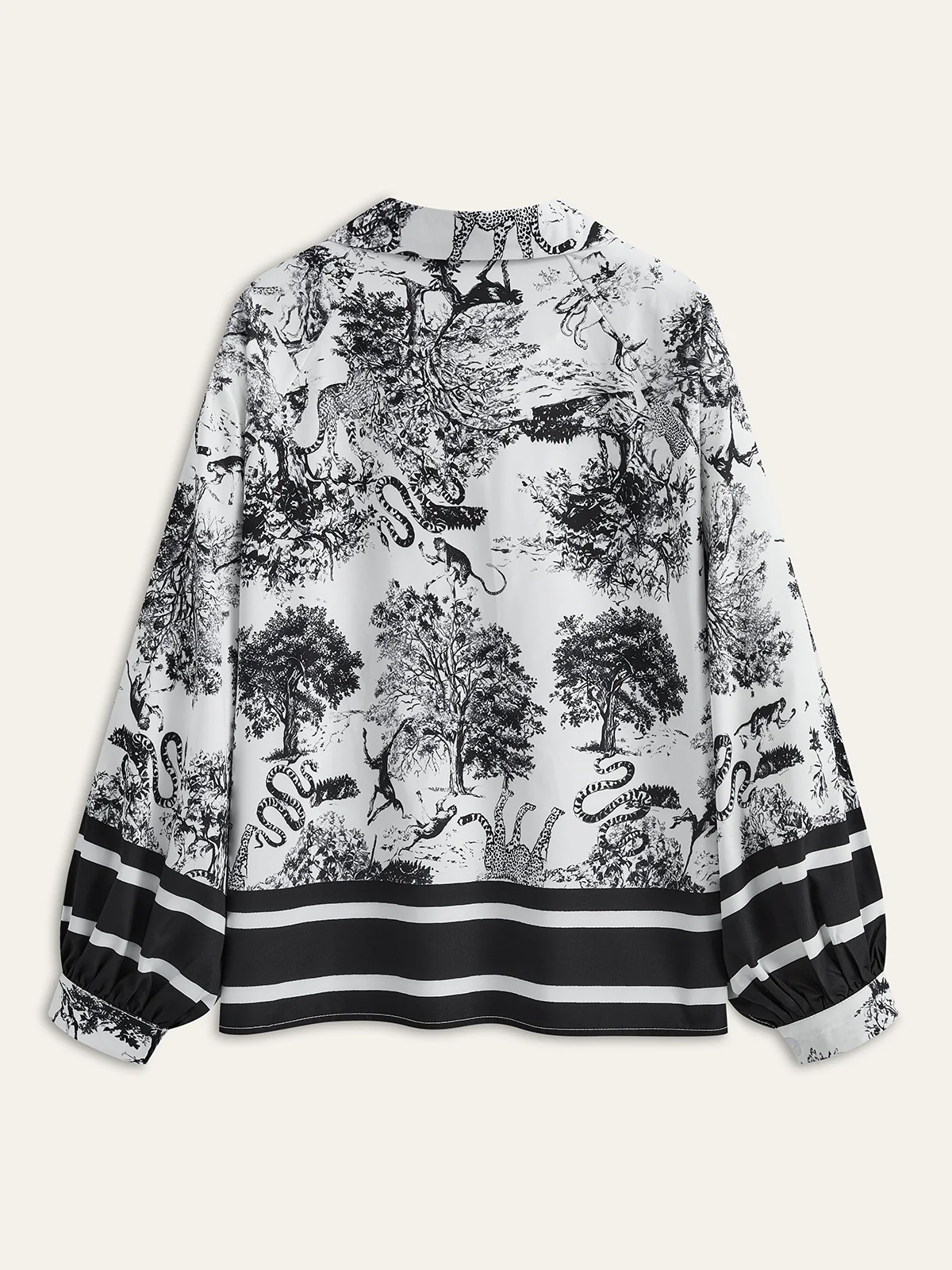 Printed Pants Set With Striped Trim - Wholesalesil