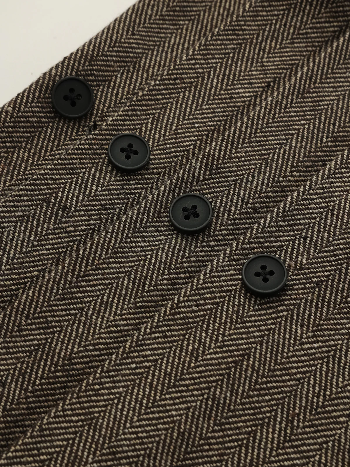 Herringbone Tweed Pleated Straight-Leg Pants - Wholesalesil