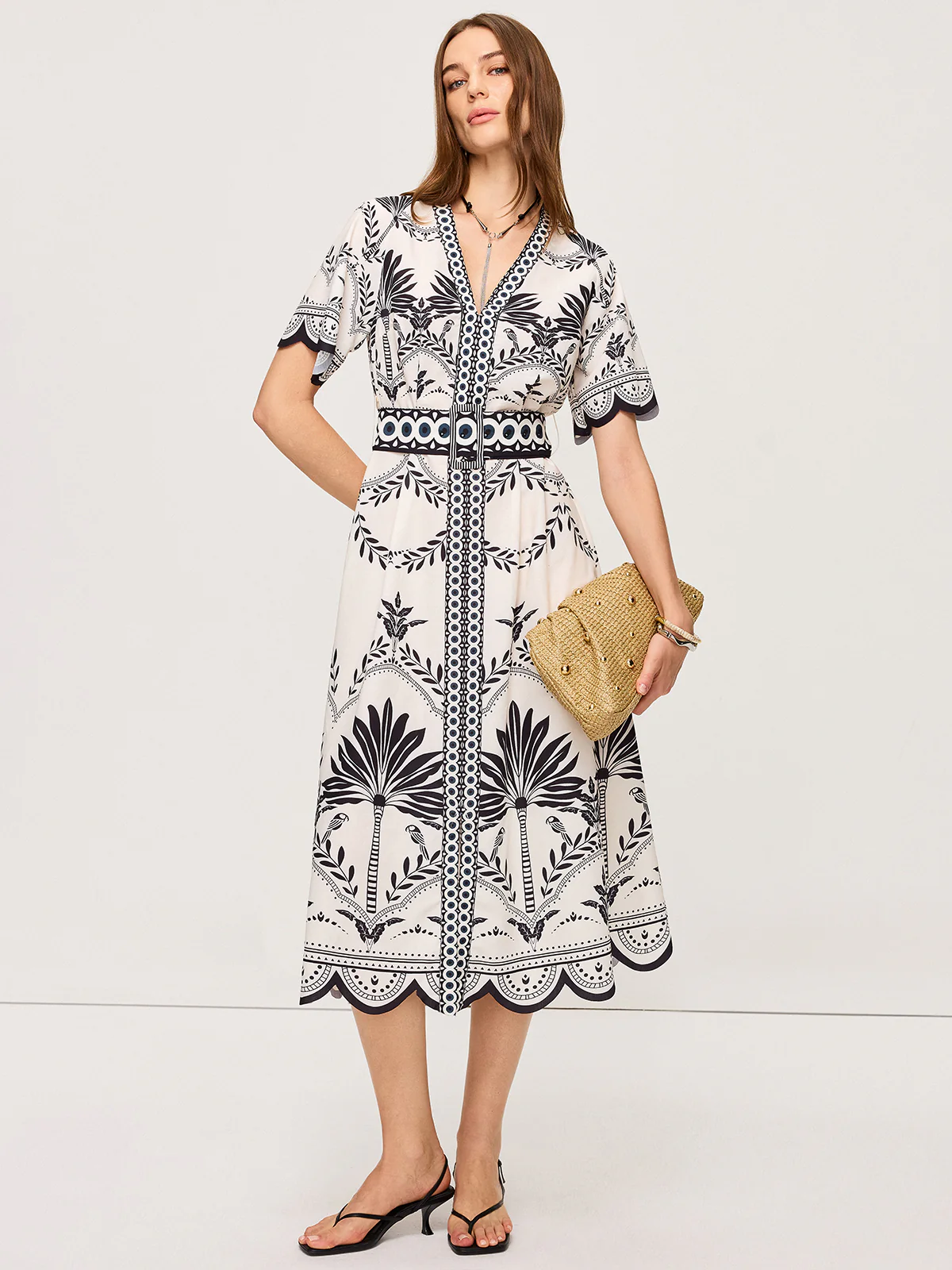 Boho Floral V-Neck Midi Dress - Wholesalesil