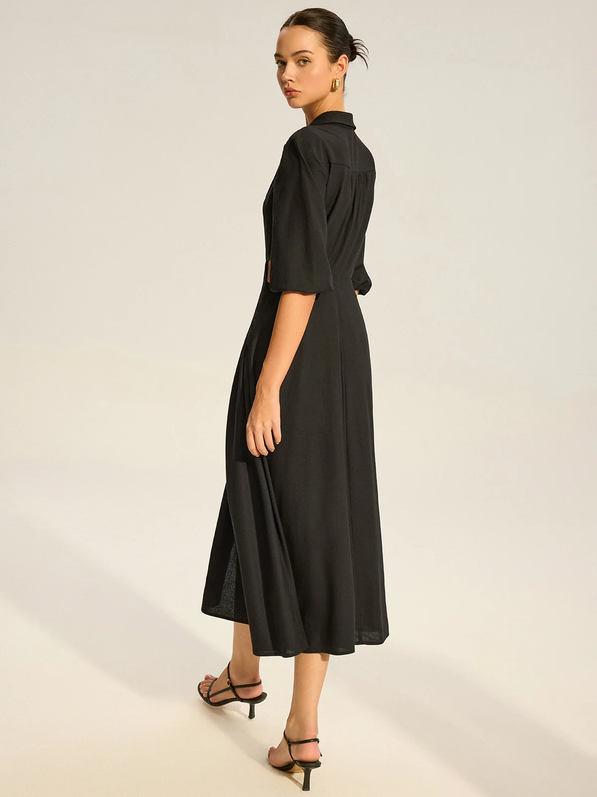 Twist Cut-Out Button Shirt Dress - Wholesalesil