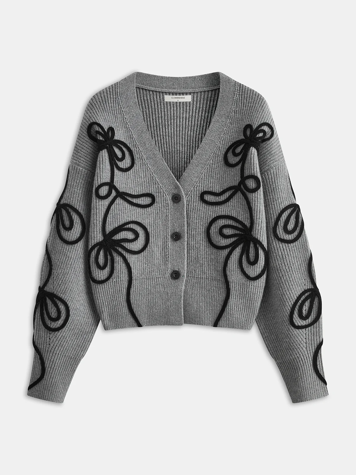 Floral Applique Knit Cardigan - Wholesalesil
