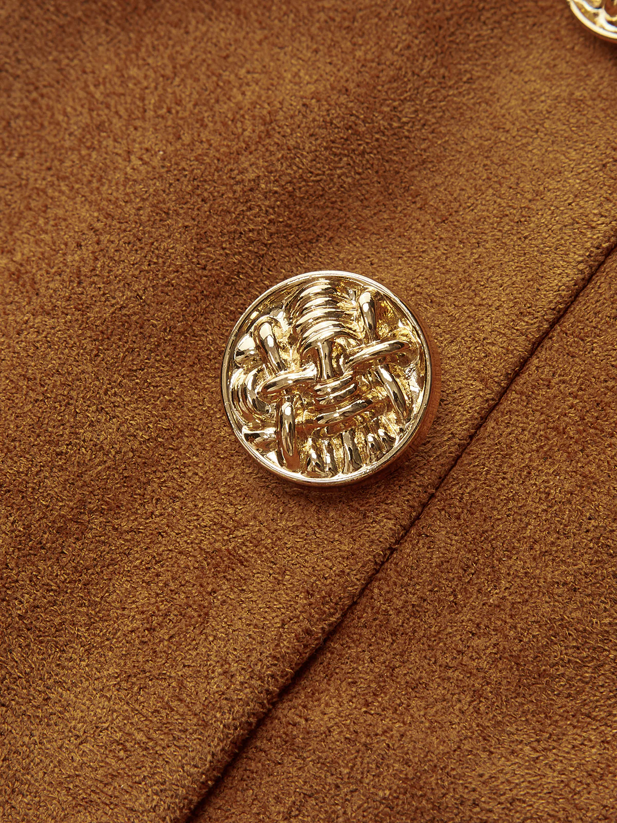 Embellished Button Suede Effect High-Waisted Shorts - Wholesalesil