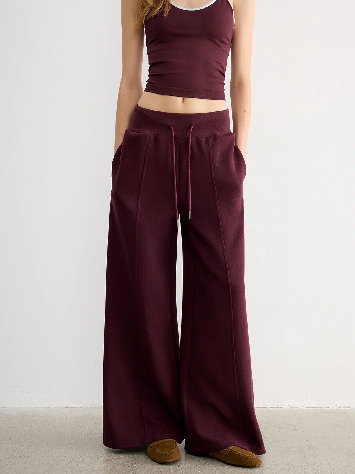 Drawstring Wide-Leg Knit Pants - Wholesalesil