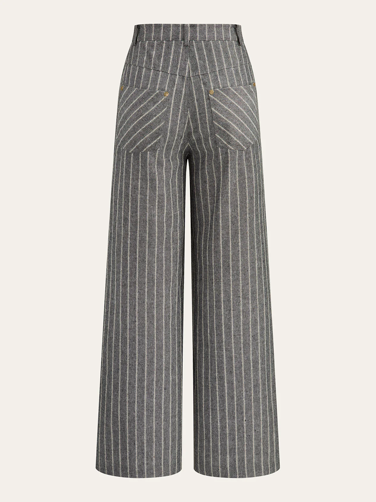 Pinstripe Linen & Cotton High-Waist Pants - Wholesalesil