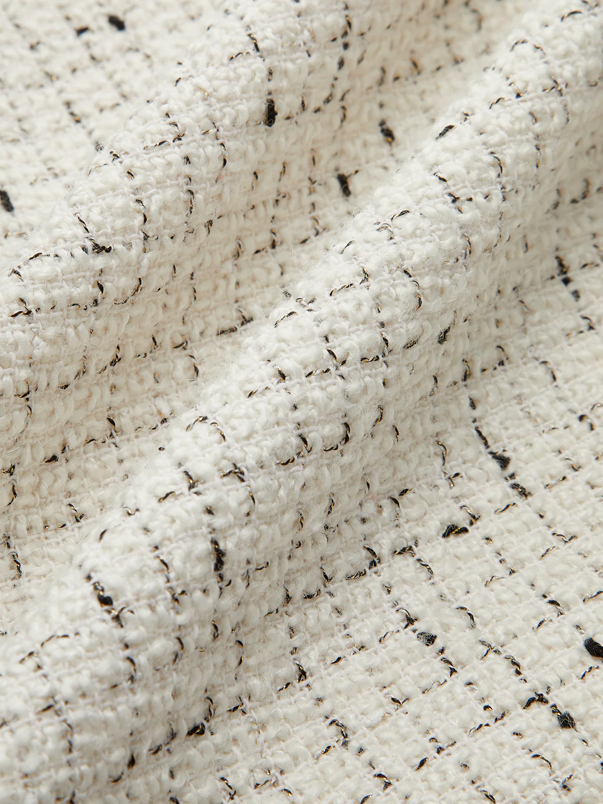 Tweed Contrast Bow Round Neck Jacket - Wholesalesil